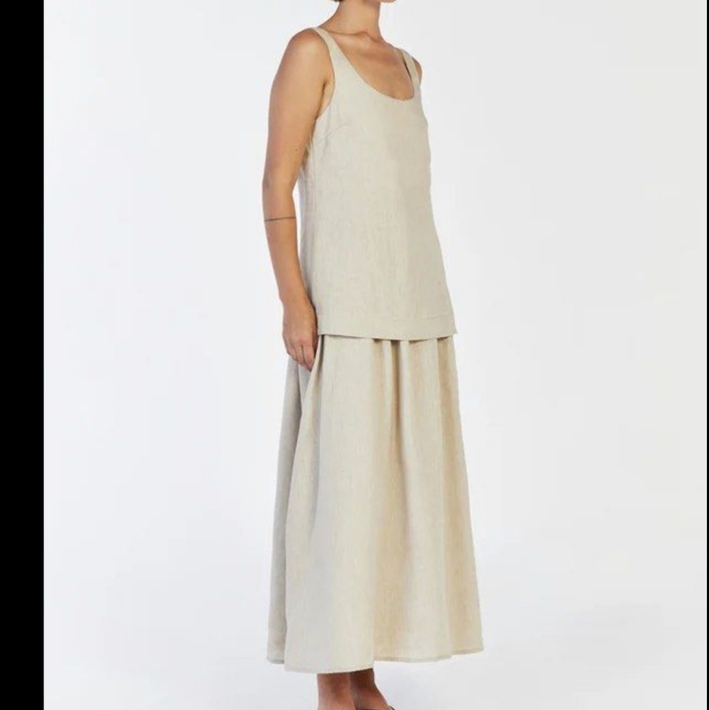 NWT Dissh Gigi Chalk Linen Drop Waist Dress Size US6